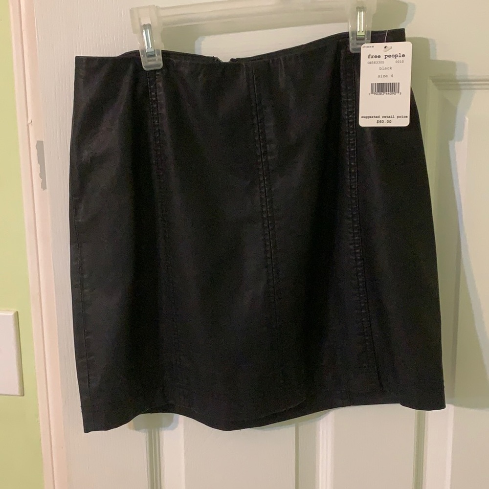 Free people Black leather skirt